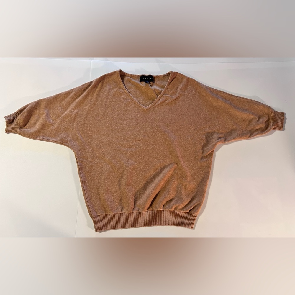 Premise V-Neck Short Sleeve Brown Sweater Size Extra Small